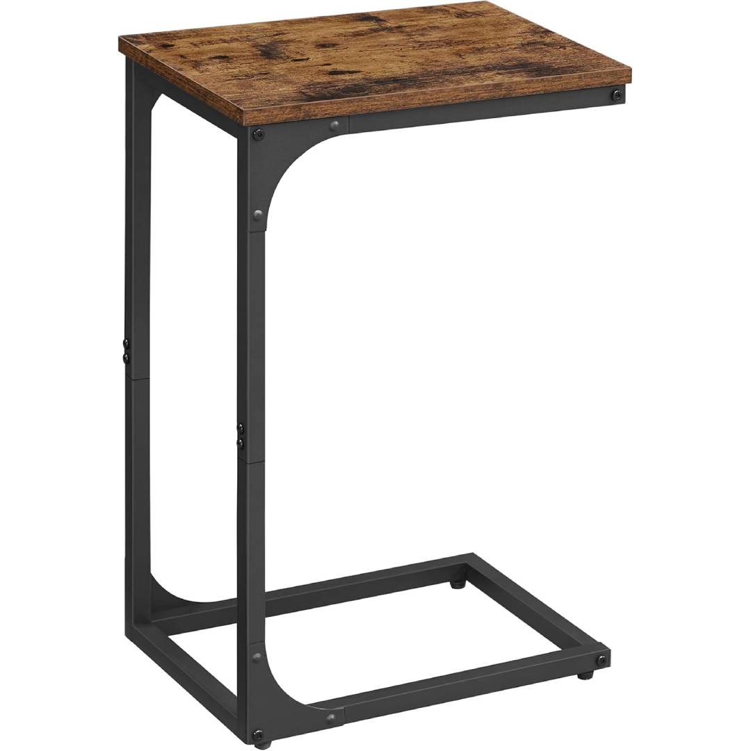VASAGLE C-Shaped Side Table, Bedside Table, Sofa Side Table, Coffee Table, with Metal Frame
