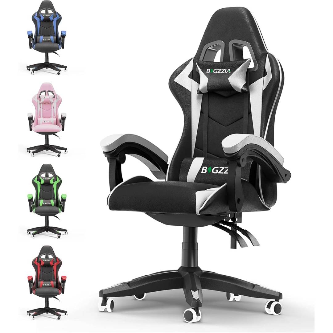bigzzia Gaming Chair, Gaming Armchair with Headrest and Lumbar Support