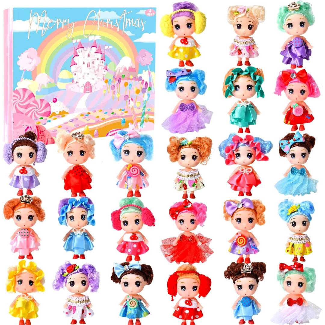 Advent Calendar 2025 for Girls - Christmas Princess Dolls 24 Days Countdown - Christmas Countdown Gift for Toddlers and Children Funny and Festive Holiday Experience