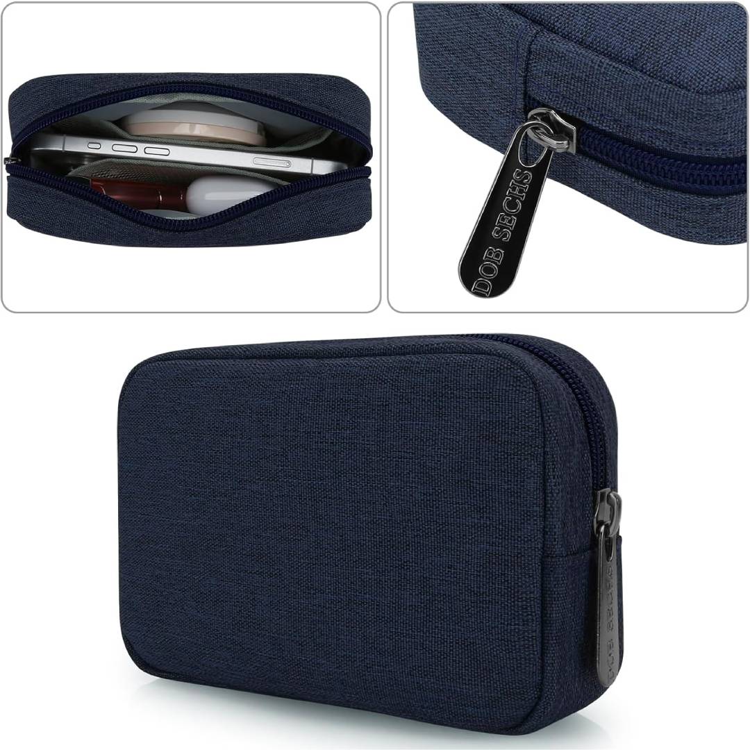 DOB SECHS Waterproof Canvas Mini Travel Makeup Carrying Case Wash Bags Cosmetic Bag Portable Electronics Accessories Organizer Wash Gym Shaving Bag, S-blue, S, small makeup bag