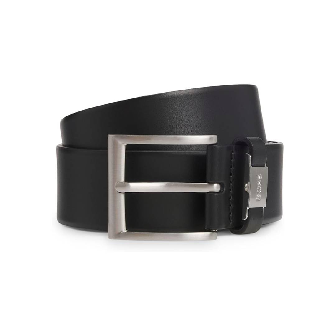 BOSS Mens Connio Branded-keeper belt in Italian leather, Black, 95