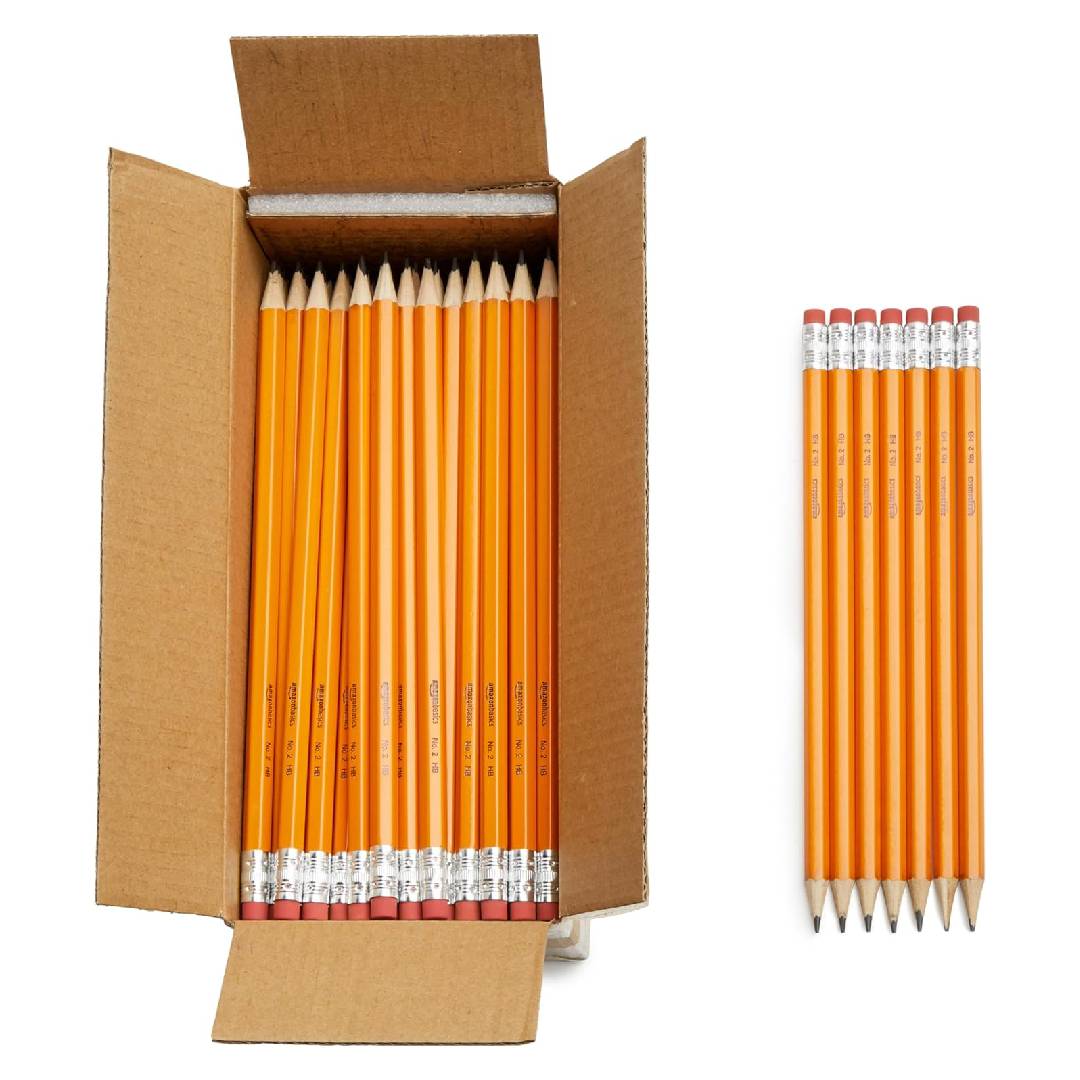 Amazon Basics Presharpened Wood Cased #2 HB Pencils, 150 Pack, Grey