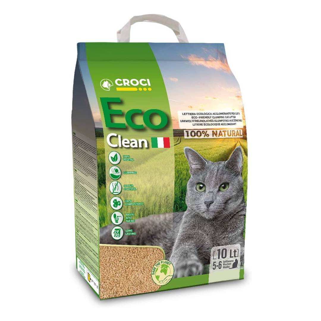 Croci Eco Clean Litter 10 L - Clumping Cat Litter, Biodegradable
