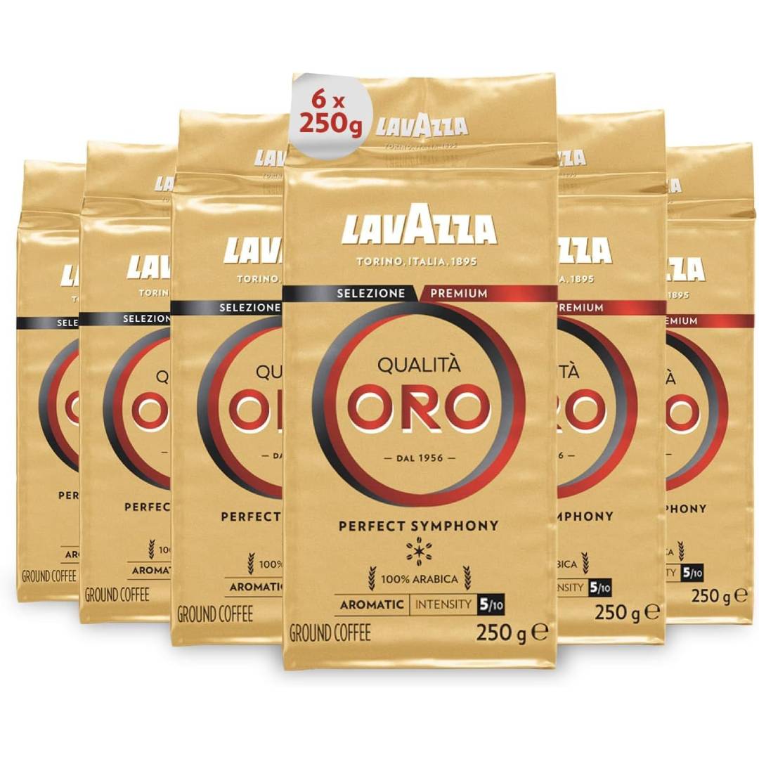 Lavazza, Qualità Oro, Ground Coffee, 6 Packs of 250 g