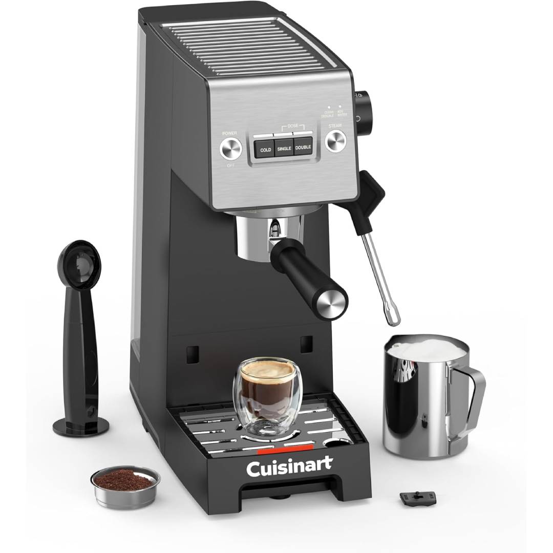 Cuisinart, Slim Espresso Machine, Espresso, Americano, Cold Brew, Integrated milk frother for Lattes and Cappuccino