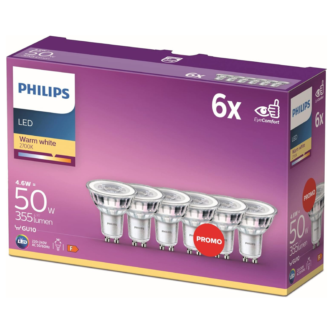 Philips LED Classic GU10 bulbs Pack of 6