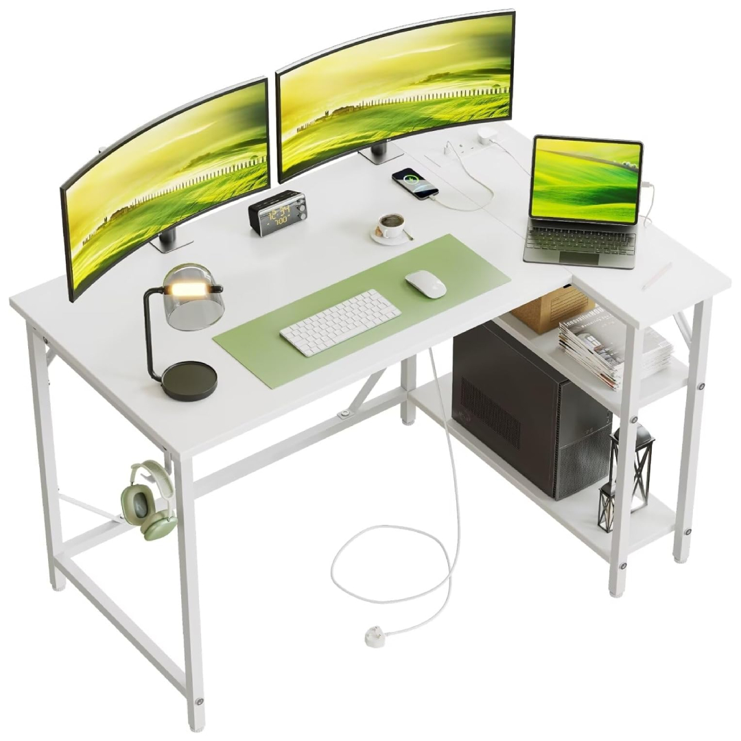 DOMSHOCT L Shaped Gaming Desk with Power Outlets