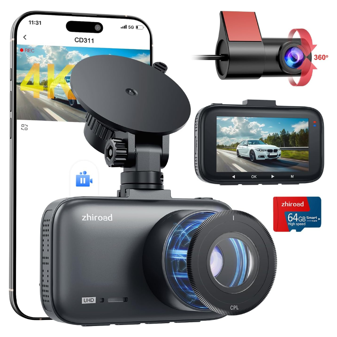 dual 4K dash cam with CPL filter