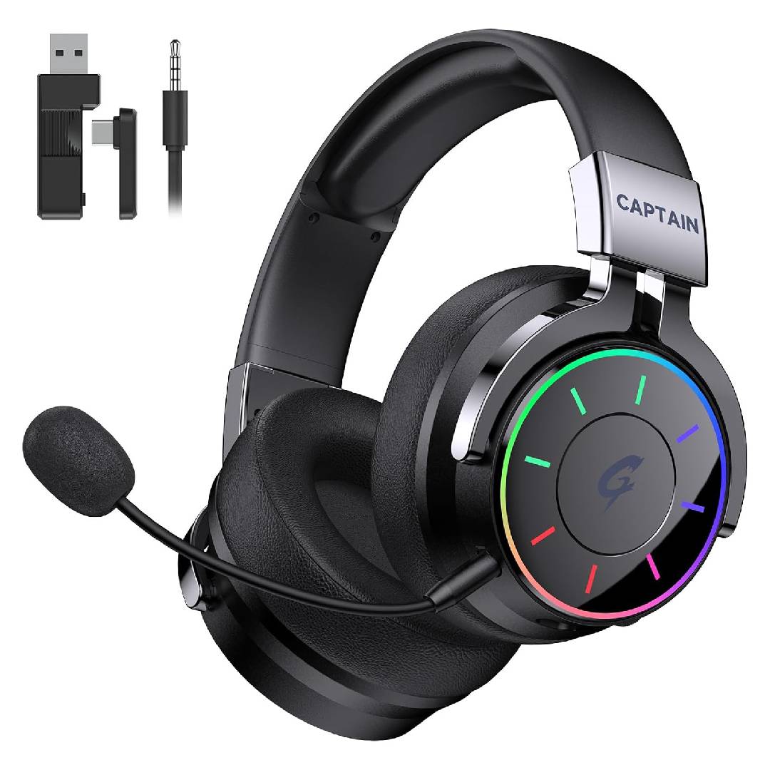 KAPEYDESI 2.4GHz Wireless Gaming Headset for PC/PS5/4/Mac/Switch - RGB Light