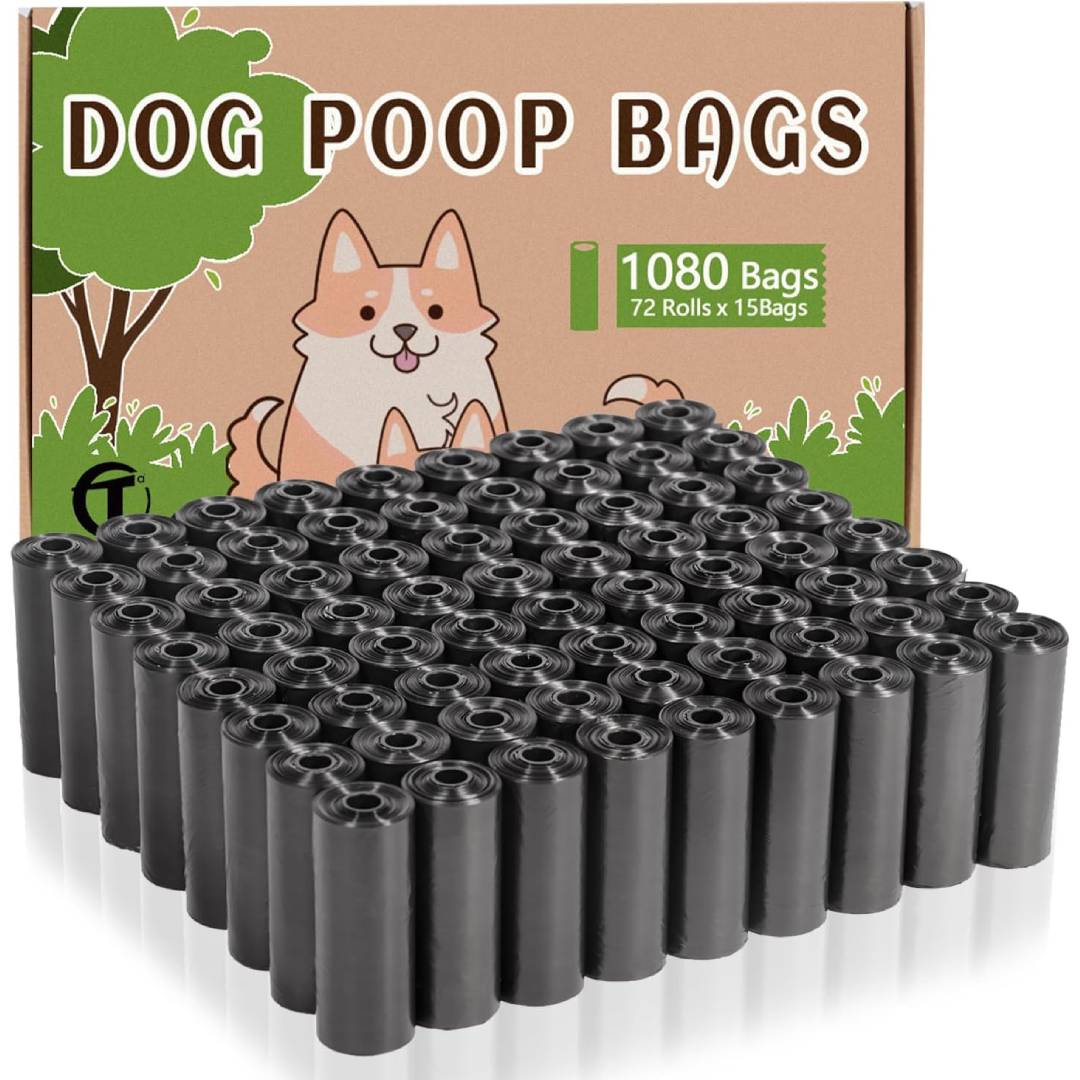 AiTodos® 1080 Dog Poop Bags, Black, 31 x 22 cm