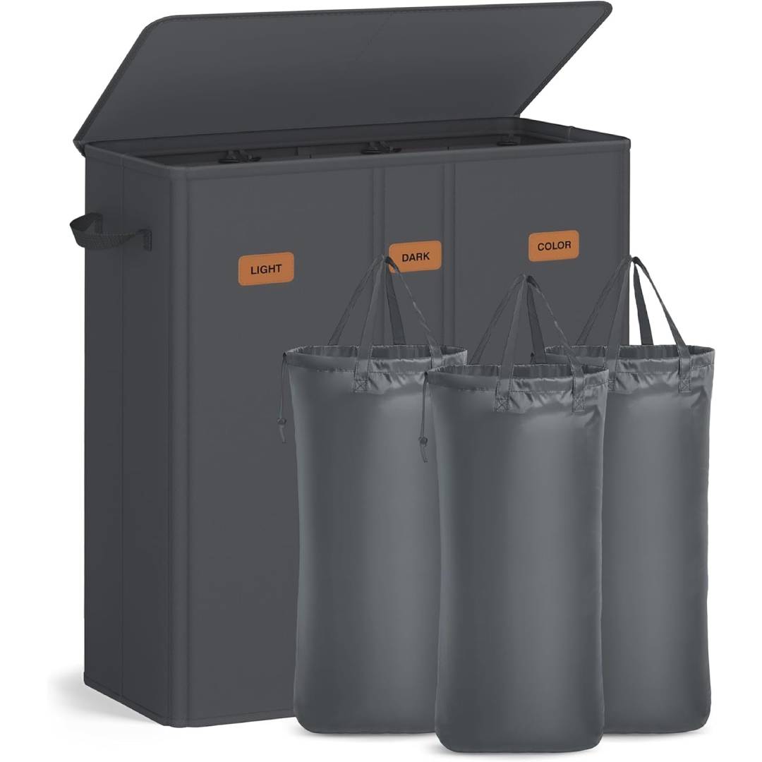 ONGMICS 3-Compartment Laundry Basket