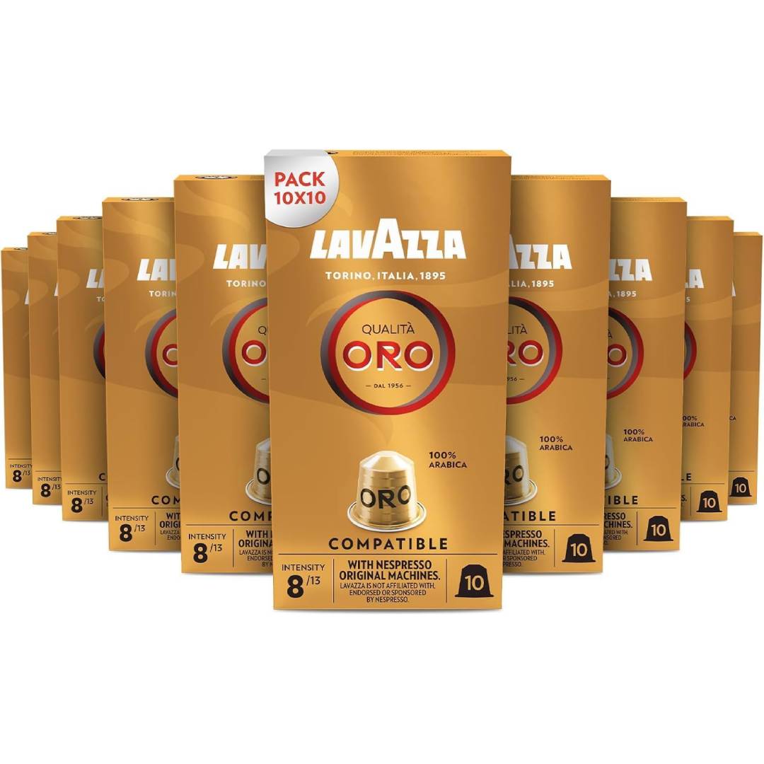 Lavazza, Qualità Oro, 100 Aluminium Coffee Capsules Compatible with Nespresso Original Machines