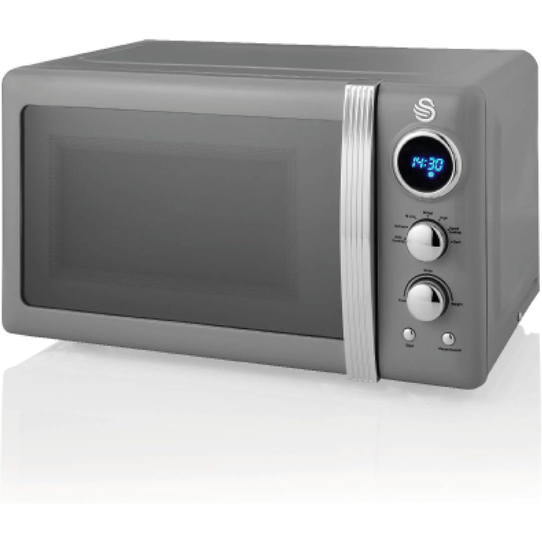Swan SM22030LGRN Retro LED Digital Microwave with Glass Turntable