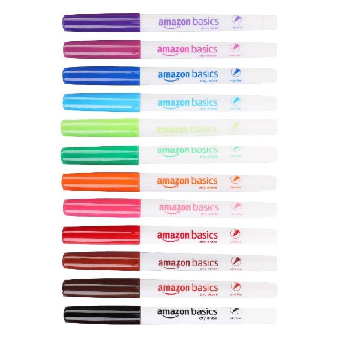 Amazon Basics Low-Odour Ultra-Fine Tip Dry Erase Whiteboard Markers