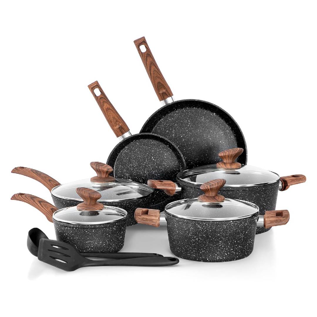 Kitchen Academy 12 Pieces Nonstick Pots and Pans Set