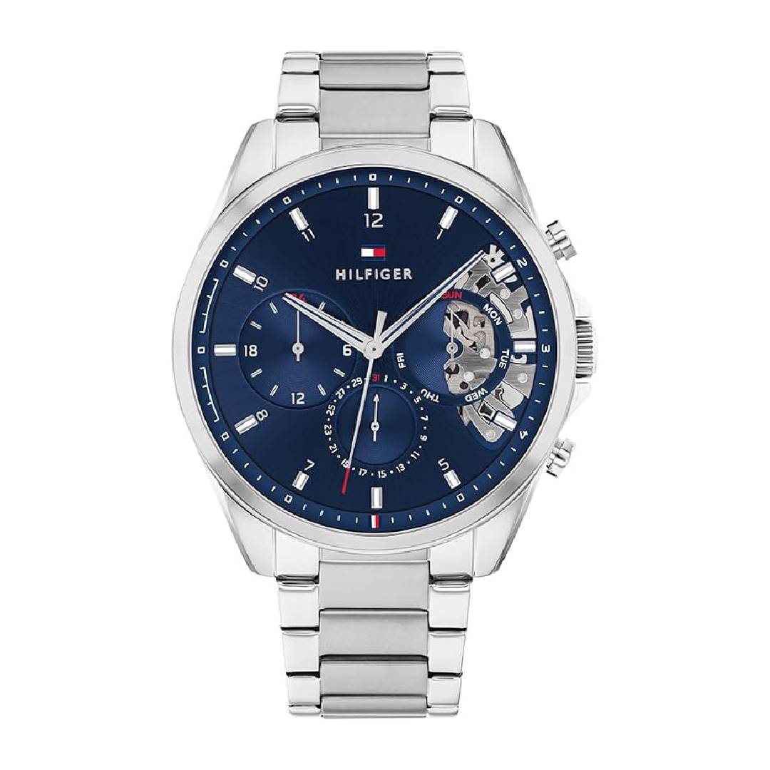 Tommy Hilfiger Analogue Multifunction Quartz Watch for men with Stainless Steel mesh and link bracelet and leather strap