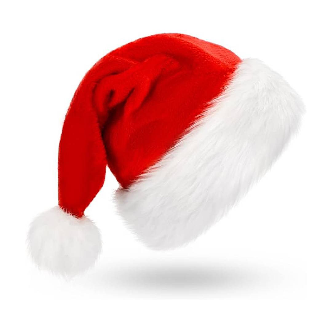 BOSONER Christmas Hat Santa Hat Plush Santa Hat Red Santa Hat Warm Thick Santa Hat - Christmas Hat Adult Christmas Hat for Children - Family Christmas