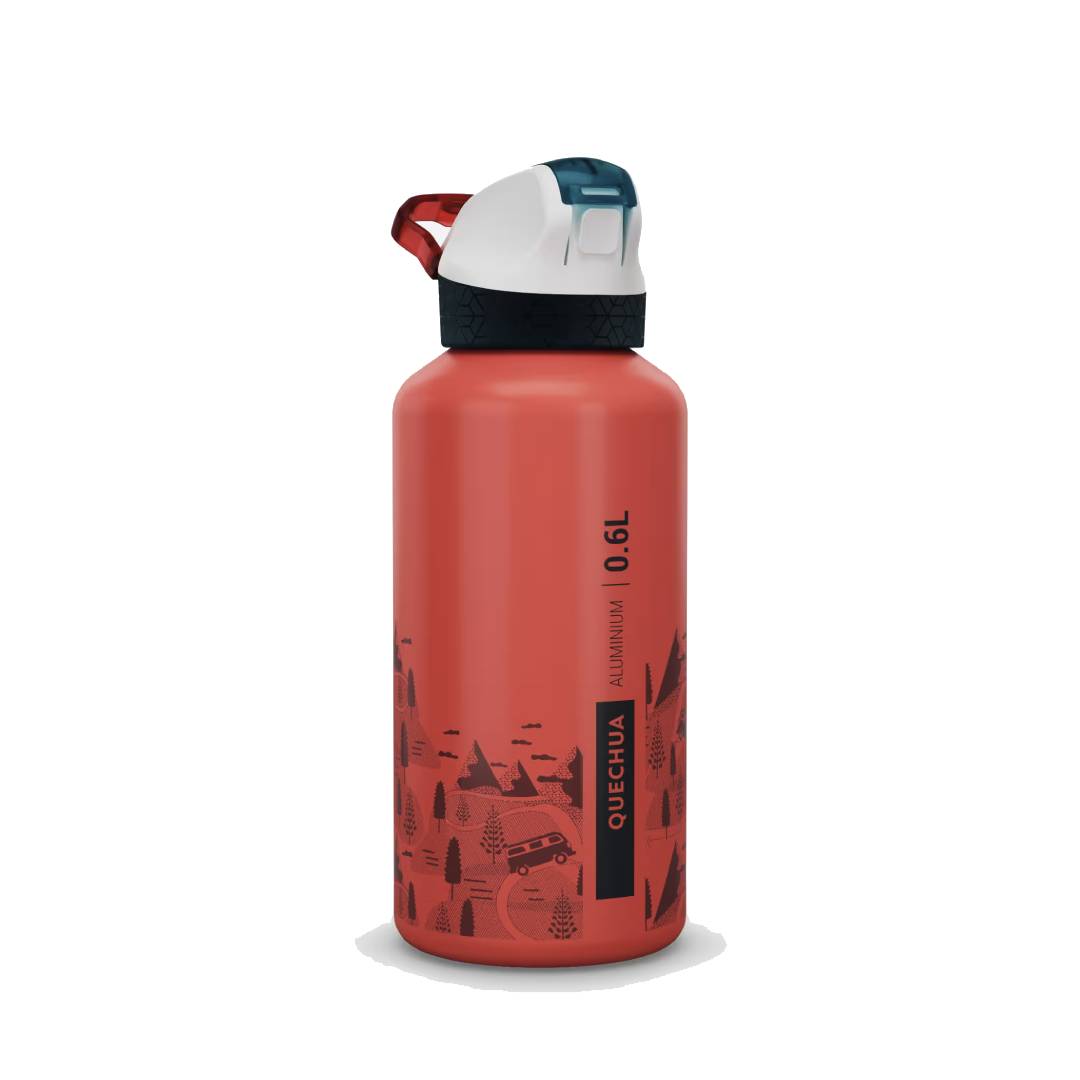 QUECHUA 0.6 L kids’ alum. water flask 500 with instant cap