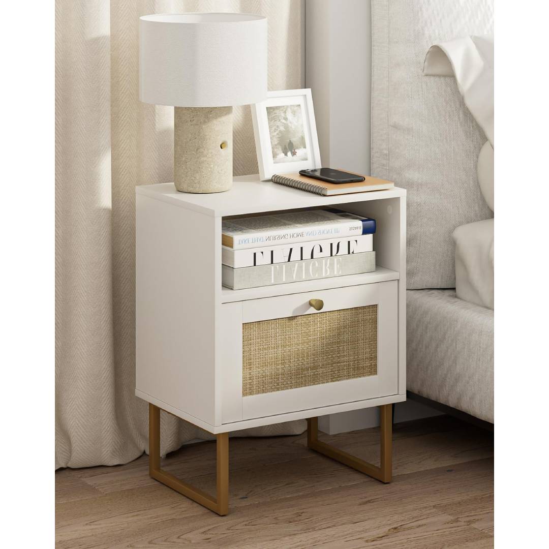 HEYZOEY Rattan Bedside Table