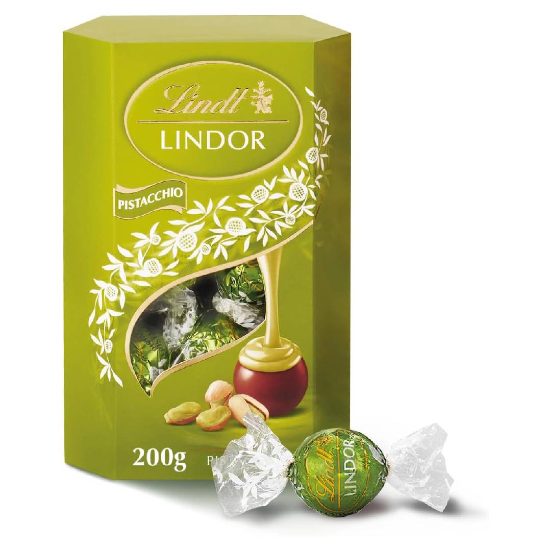 Lindt Lindor Milk Chocolate Pralines with Pistachio Filling, 16 Pistachio Chocolates, 200 g