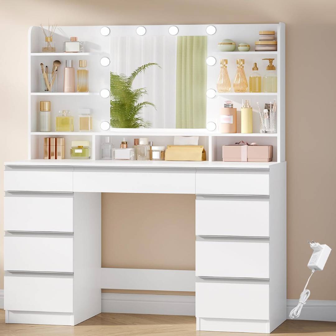 Hzuaneri Large Dressing Table with LED Lighting