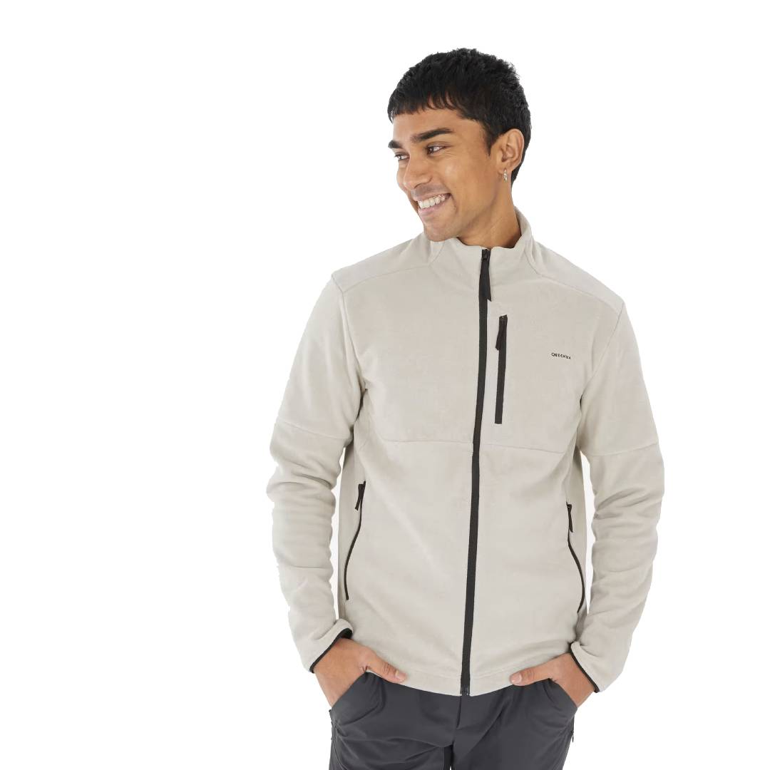 QUECHUA Men’s mountain hiking fleece jacket, MH500 Full Zip - Beige