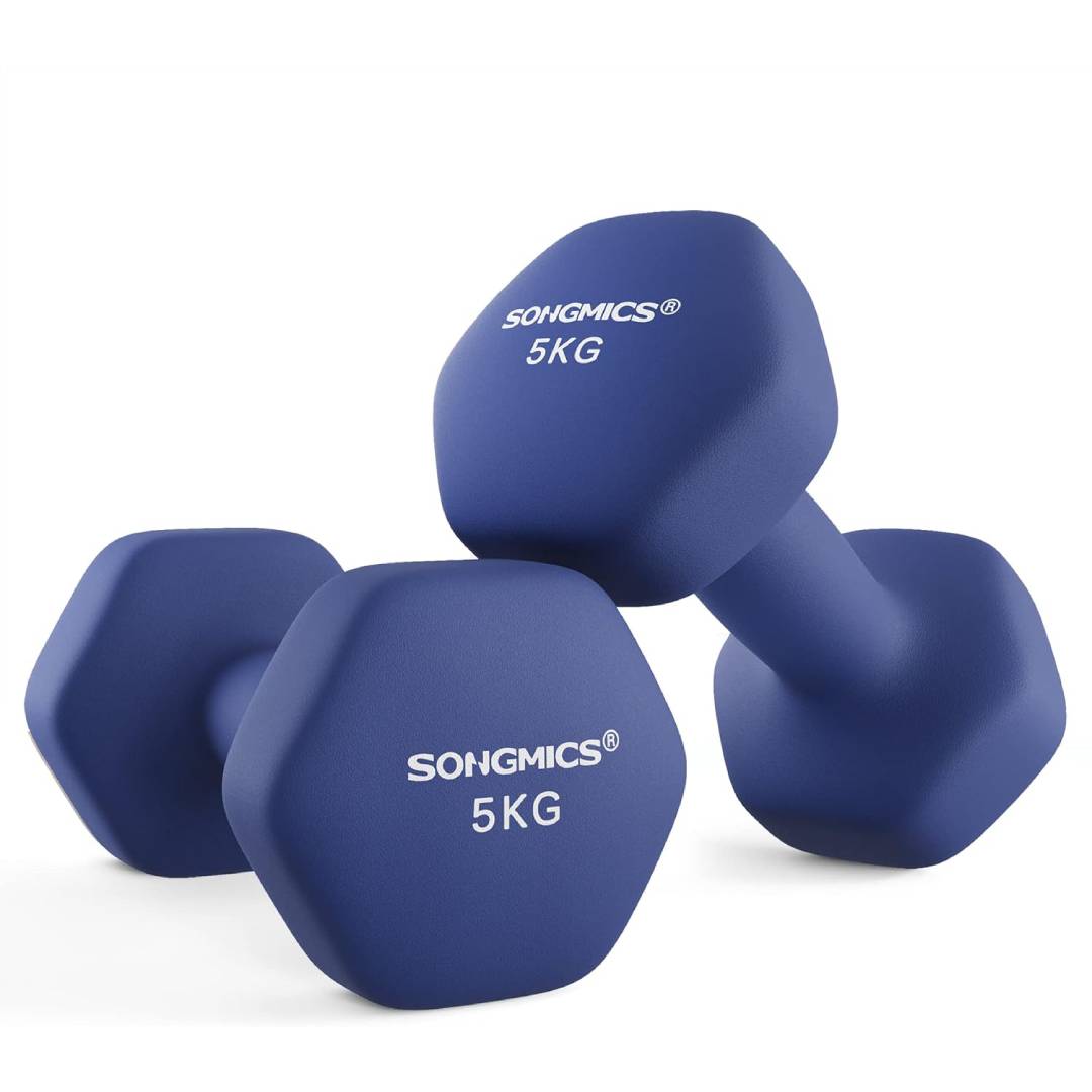 SONGMICS Dumbbells Set of 2 Dumbbells Hexagon Neoprene Coating Strength Training Workout Fitness Training Home