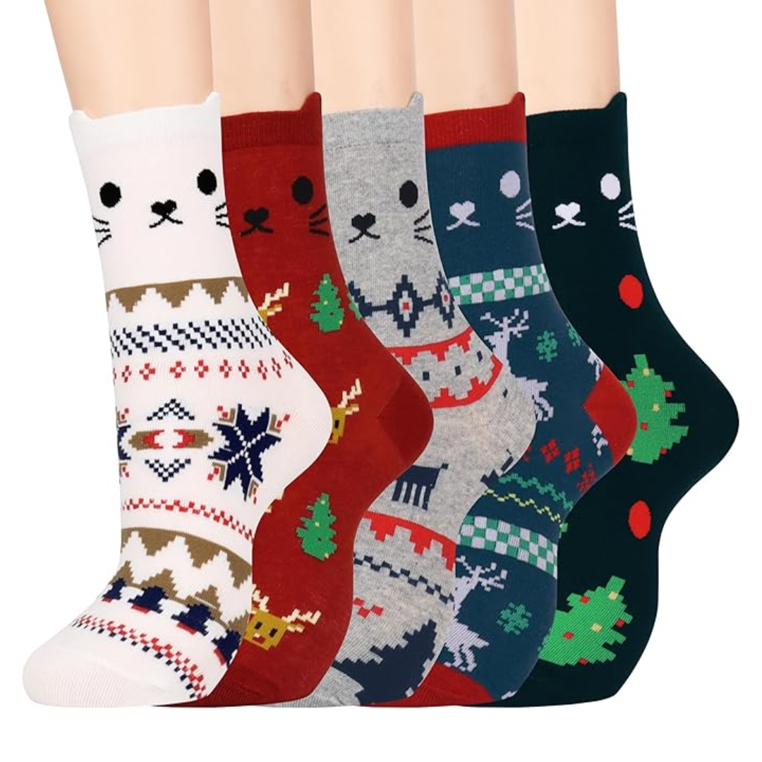Christmas cat socks 5 pair set