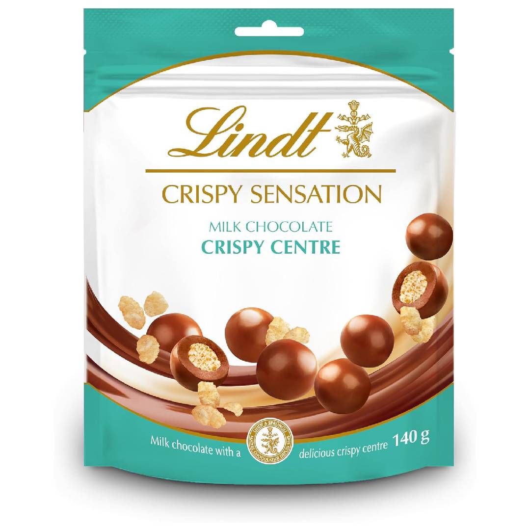 Lindt - SENSATION CRISPY Puffed Cereal Beads - Milk Chocolate, 140 g