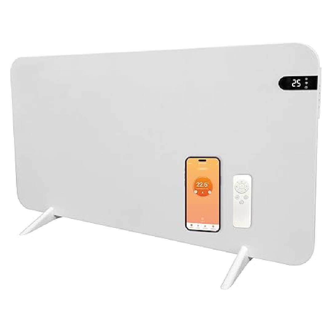 Könighaus 600 W Smart Dual Infrared Heater Wi-Fi App Control with Remote Control Including Towel Holder Feet and Mounting Material Colour: White