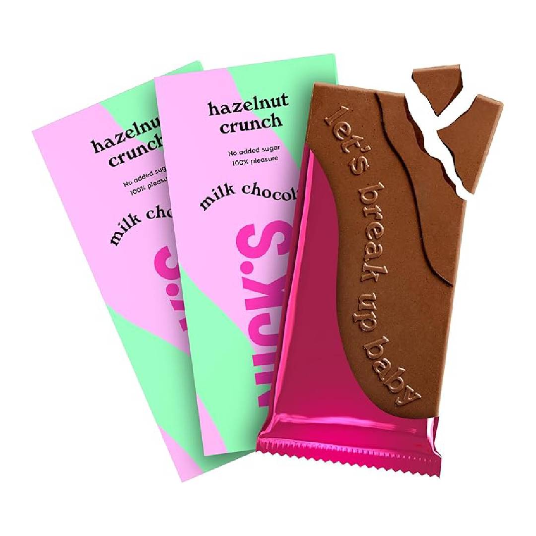 NICKS Hazelnut Milk Chocolate Blocks, No Added Sugar and Gluten free, Low Carb, Palm Oil Free, Keto (3x75g)