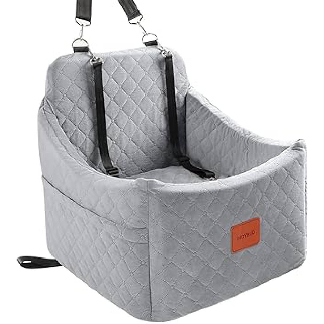 INDYBUD Dog Car Seat • Memory Foam Booster • Grey