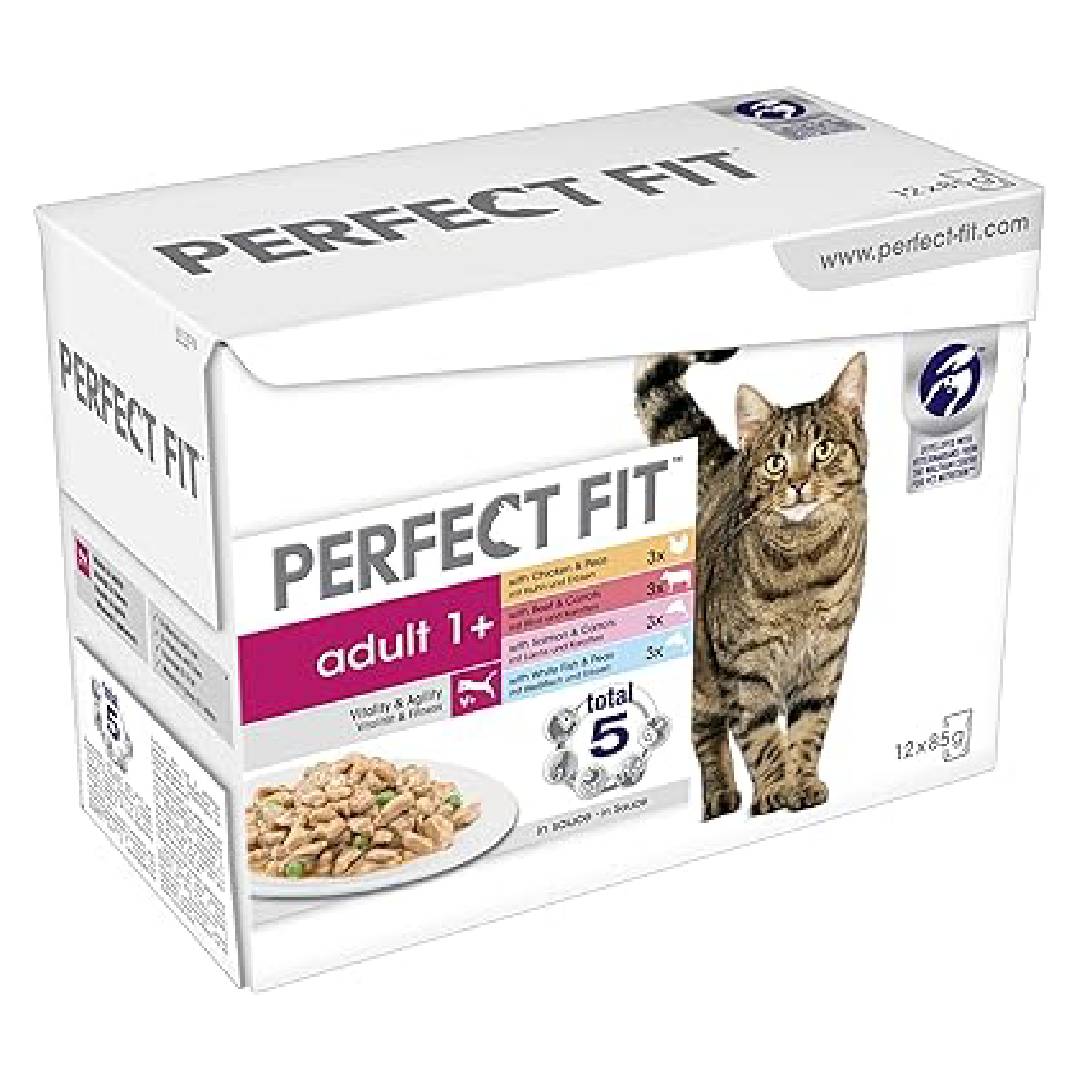 Perfect Fit Adult 1+ Wet Cat Food Selection with Salmon