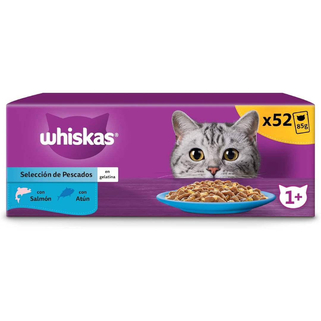 whiskas Wet Gelatin Food for Cats Adults Fish Selection 13 x 4 sachets x 85g