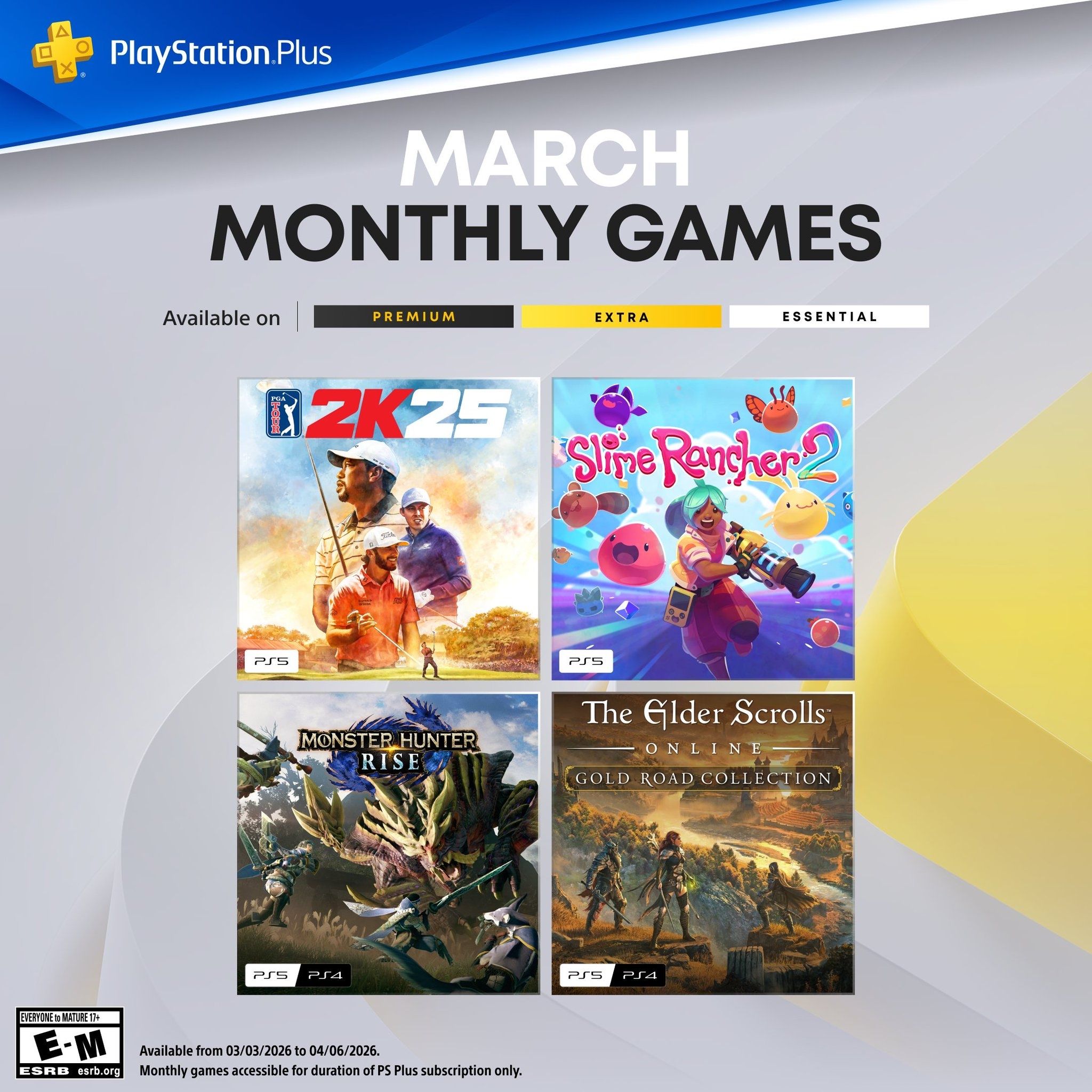 PlayStation Plus Essential March 2026 free games