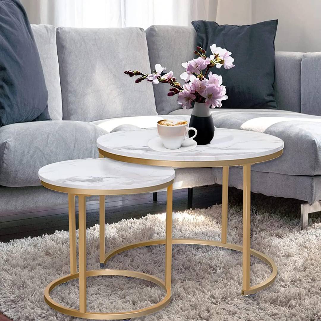 Round Coffee Tables, Removable Set of 2 End Table