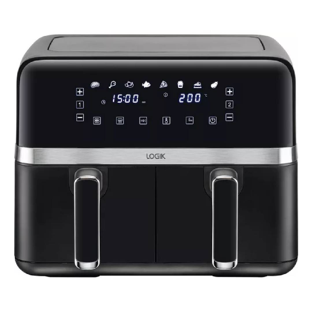 LOGIK L80AFB24 Dual Air Fryer – Black & Silver