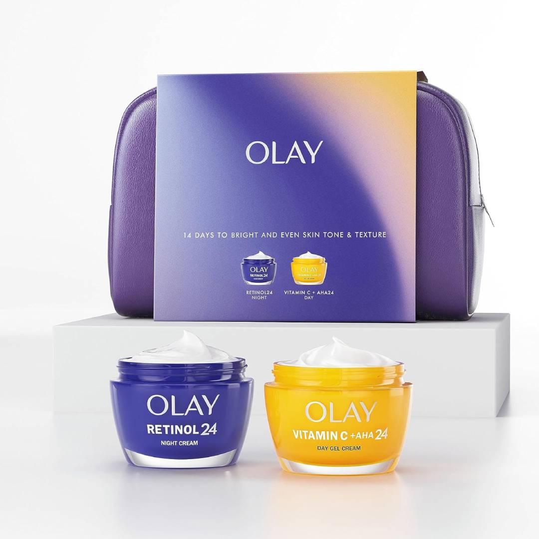 Olay Skincare Gift Set: Vitamin C Face Moisturiser + Retinol 24 Night Cream