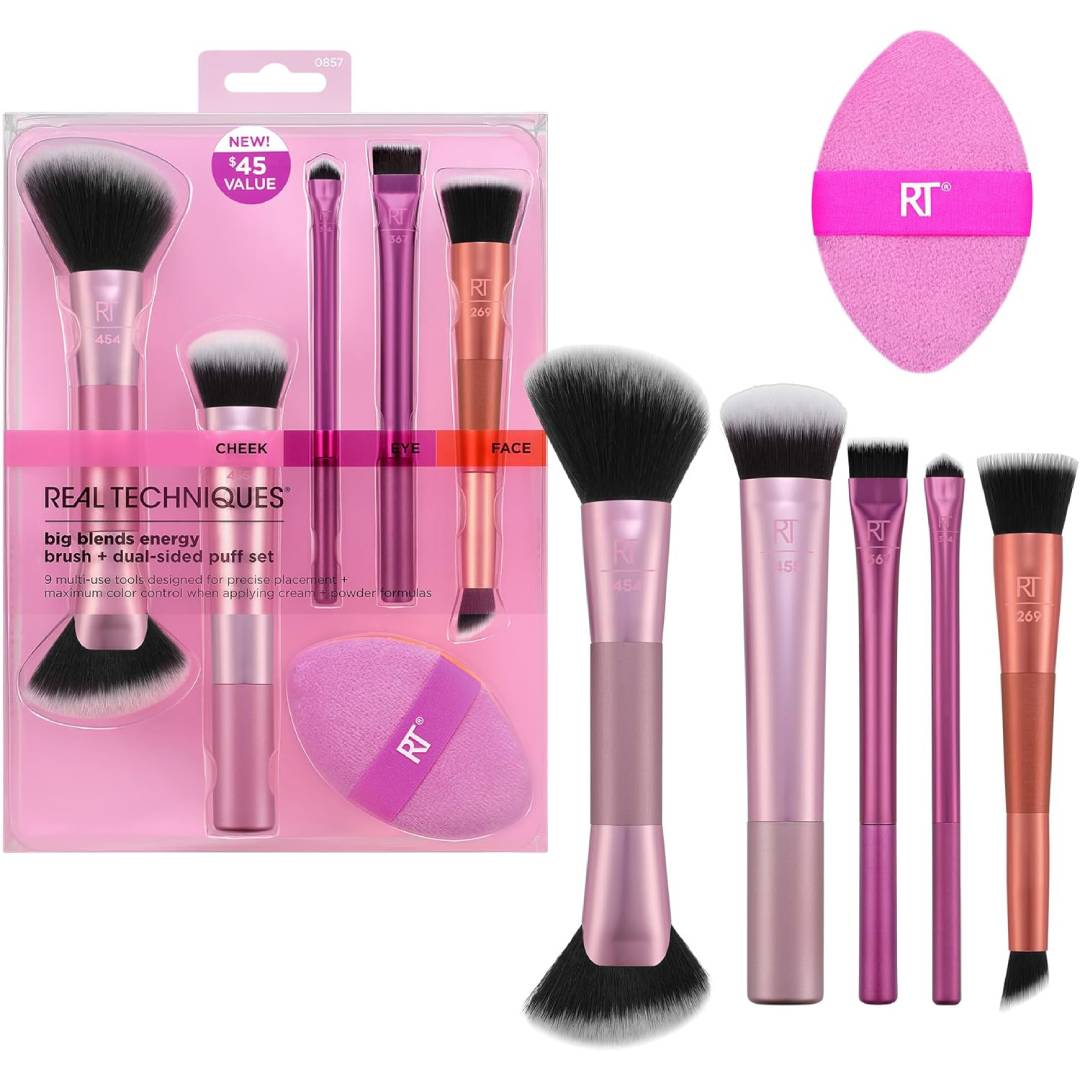 Real Techniques Big Blends Energy Brush + Dual-Sided Puff