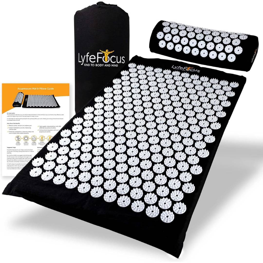 LyfeFocus Acupressure Mat & Pillow Set with Travel Bag