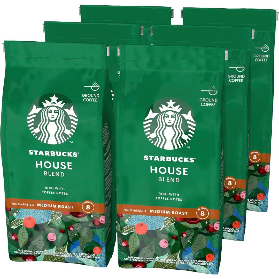 STARBUCKS House Blend, Medium Roast, Ground Coffee 200g (Pack of 6)