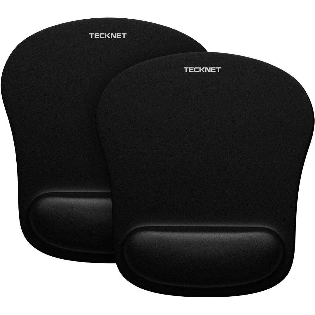 TECKNET Mouse Mat 2 Pack with Memory Foam Rest