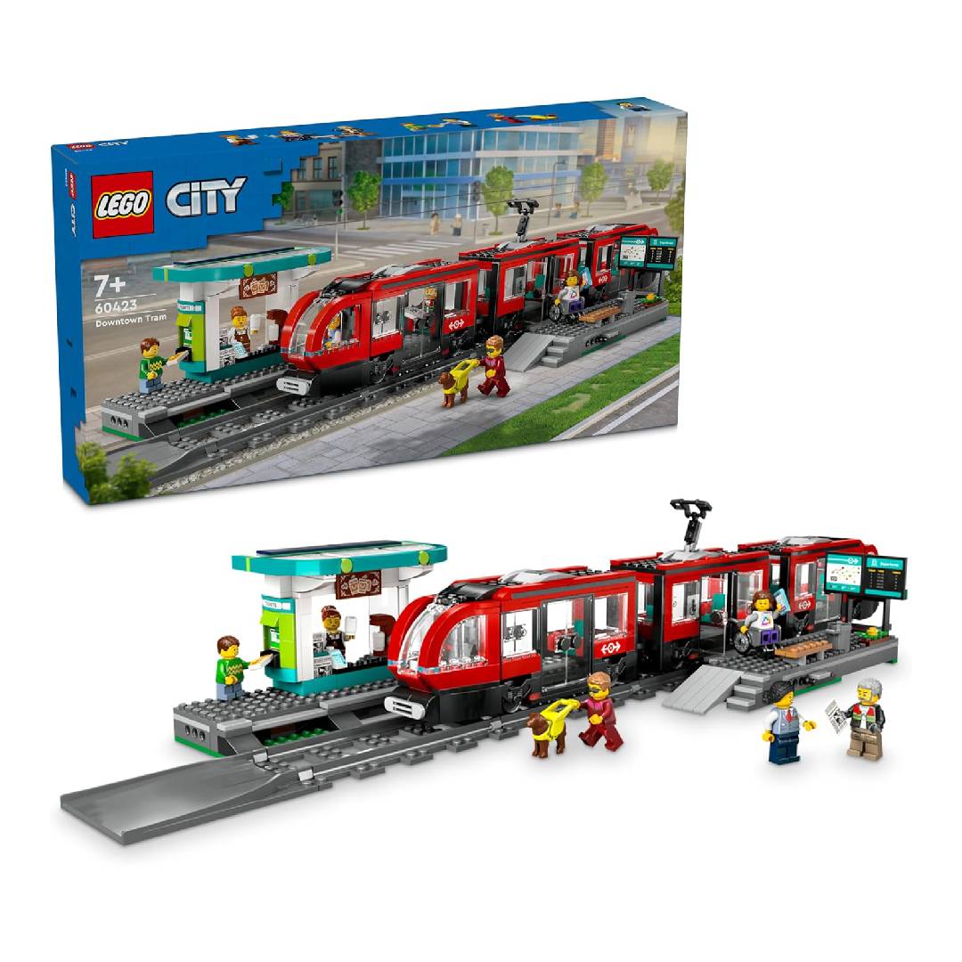 LEGO City tram with stop