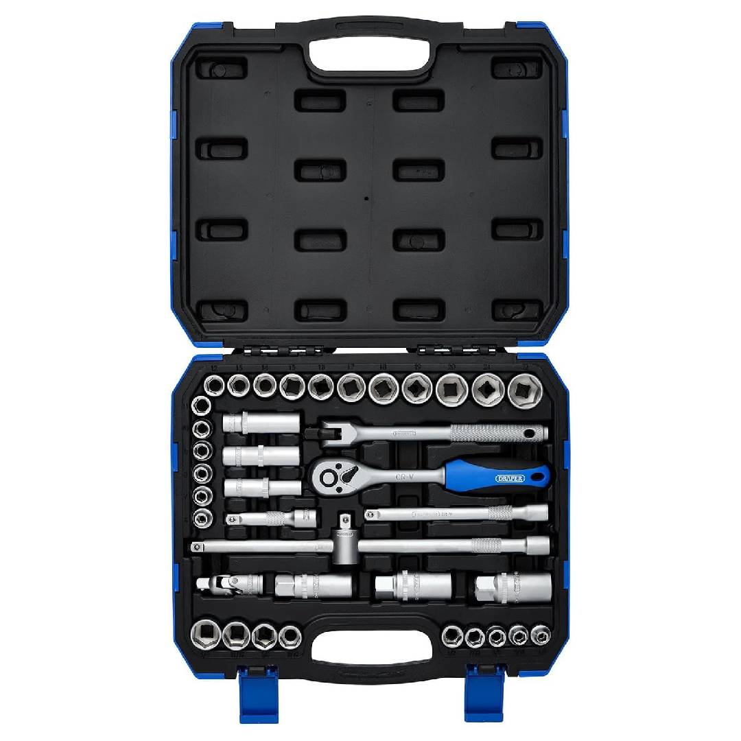 Draper 39 Piece Set Square Drive Combined mm/AF Socket 3/8" Length