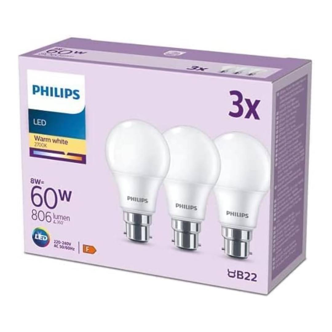 Philips LED Frosted A60 Light Bulb 3 Pack