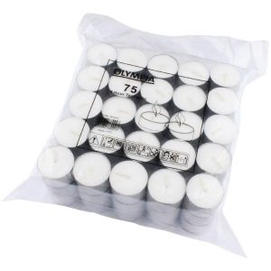 Olympia 8 Hour Tealights White Wax Candles Mood Lighting Pack of 76