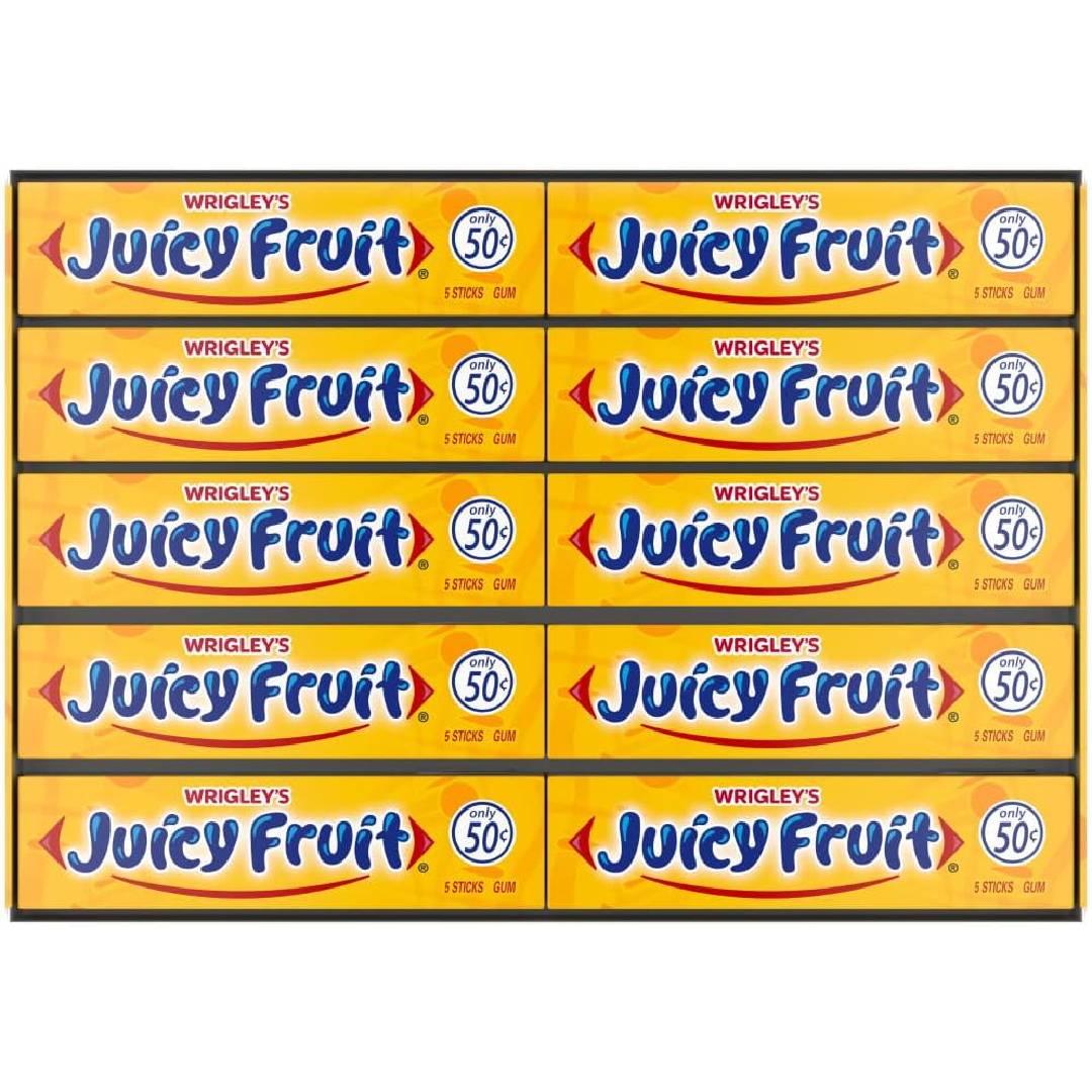 WRIGLEY'S JUICY FRUIT Chewing Gum Bulk Pack 5 Sticks (Pack of 40)