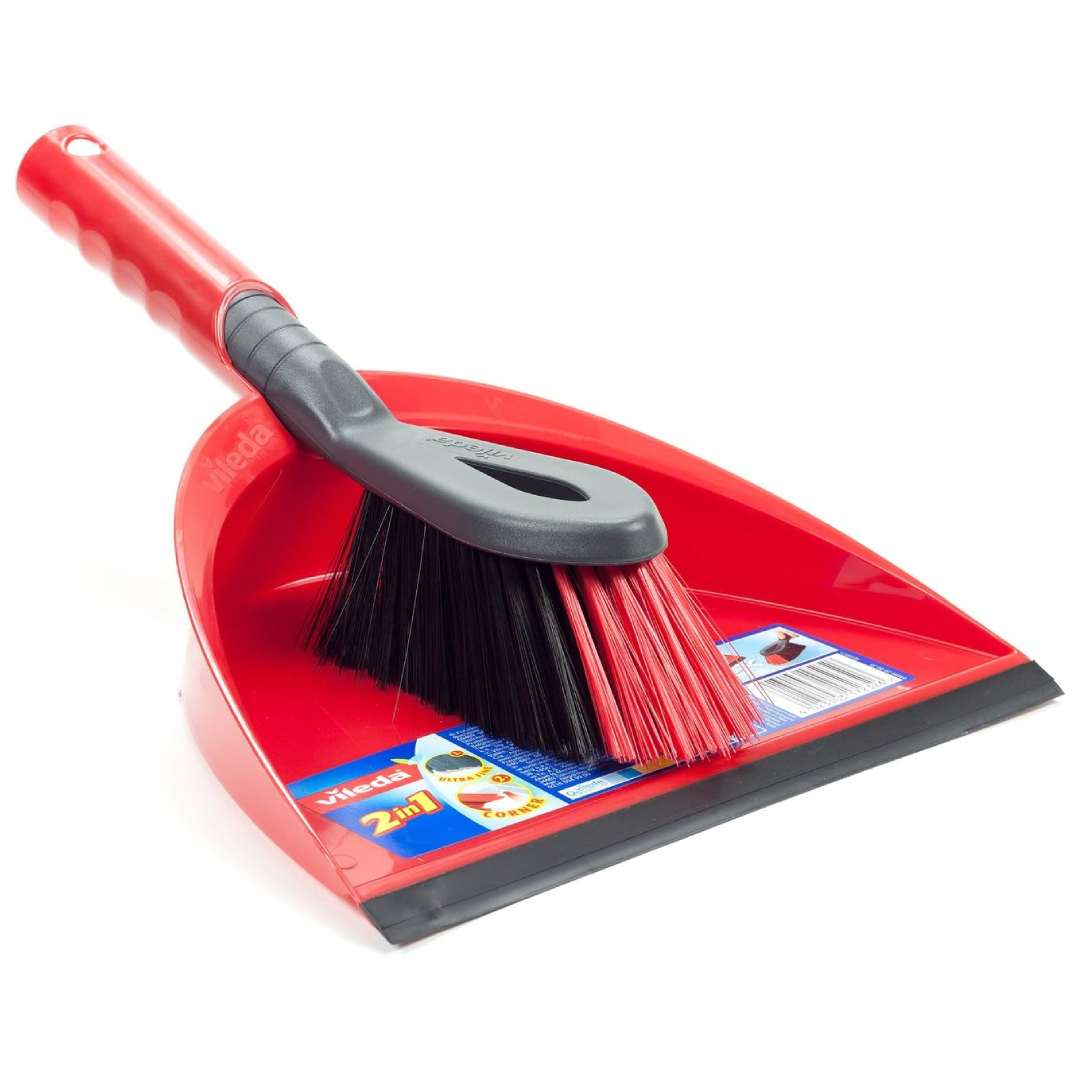 Vileda dustpan and brush set rubber lip clip storage