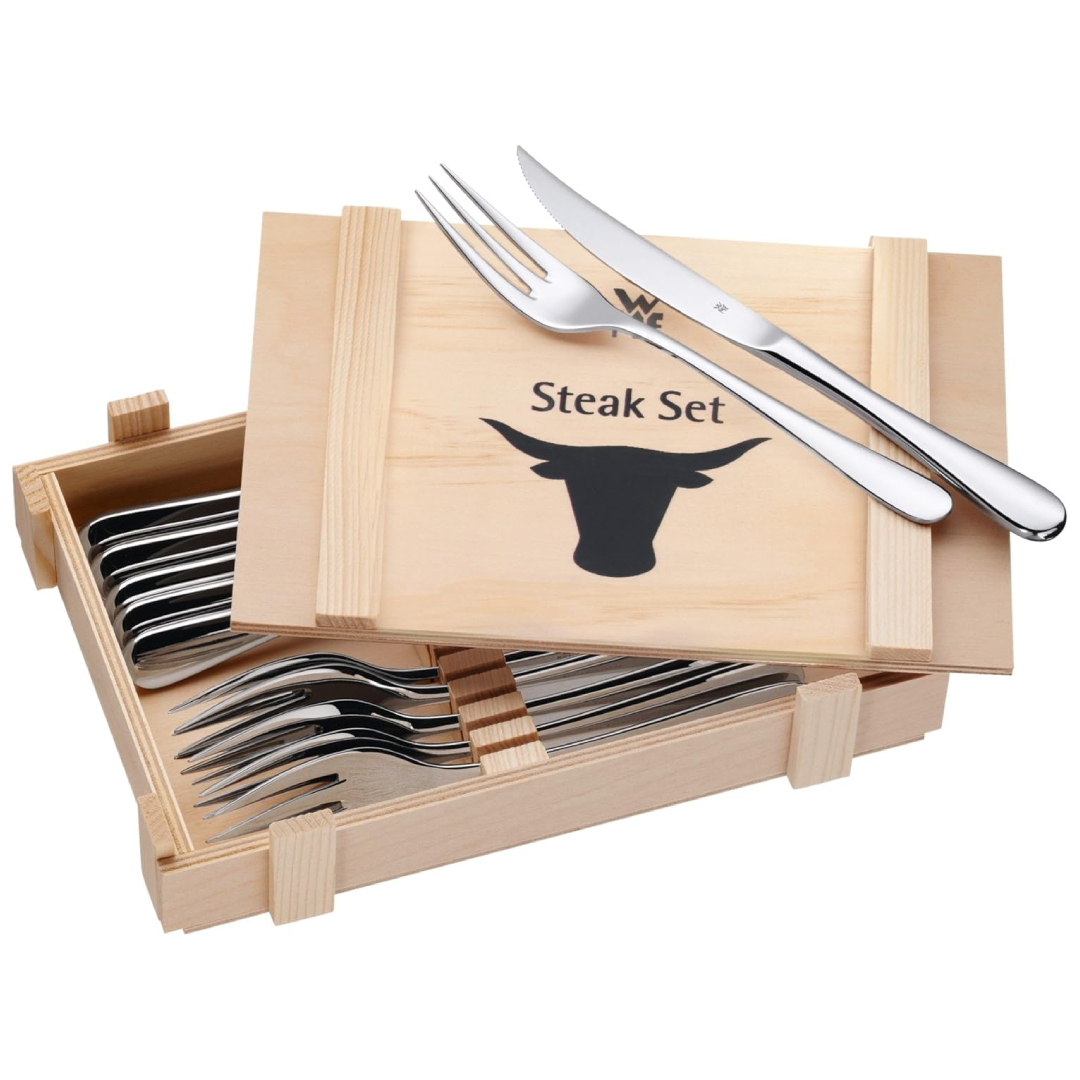 WMF steak cutlery set 12 pieces wooden box