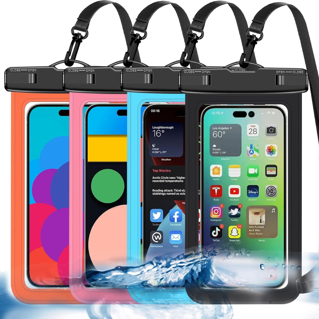 waterproof phone pouch IP68 beach water sports 4 pack